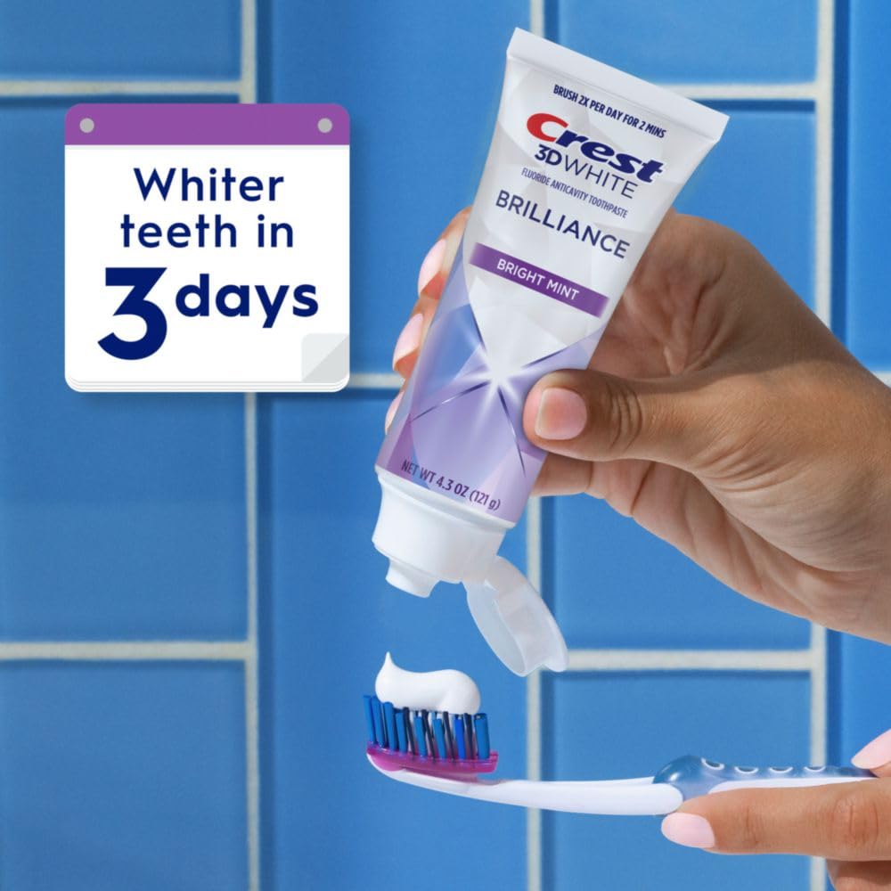 Crest 3D White Brilliance Bright Mint Teeth Whitening Toothpaste, 4.3 oz