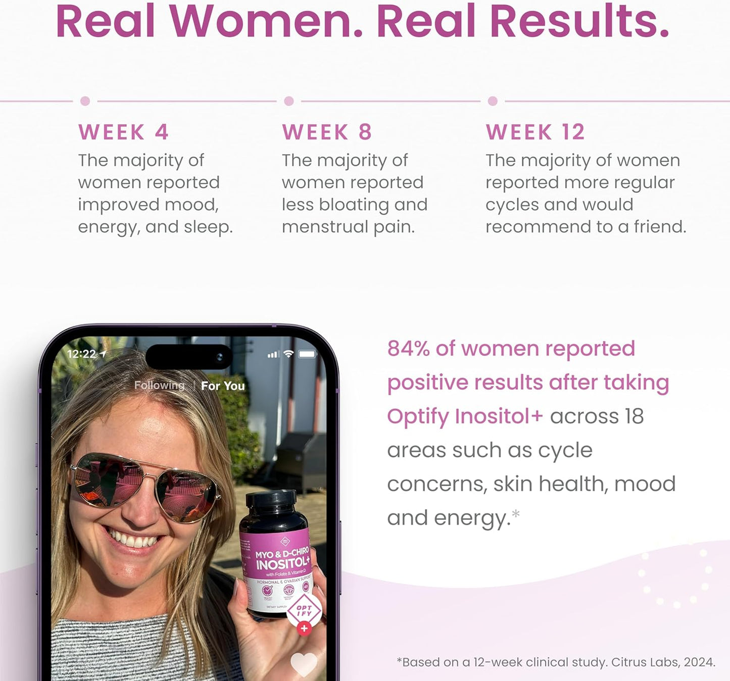 Optify Myo-Inositol & D-Chiro Inositol Supplement for Women – 40:1 Ratio Plus Folate and Vitamin D