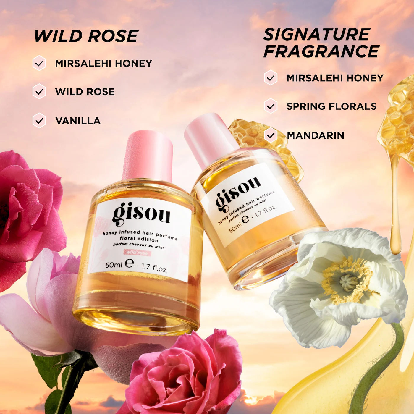 Gisou Honey Infused Hair Perfume - Wild Rose